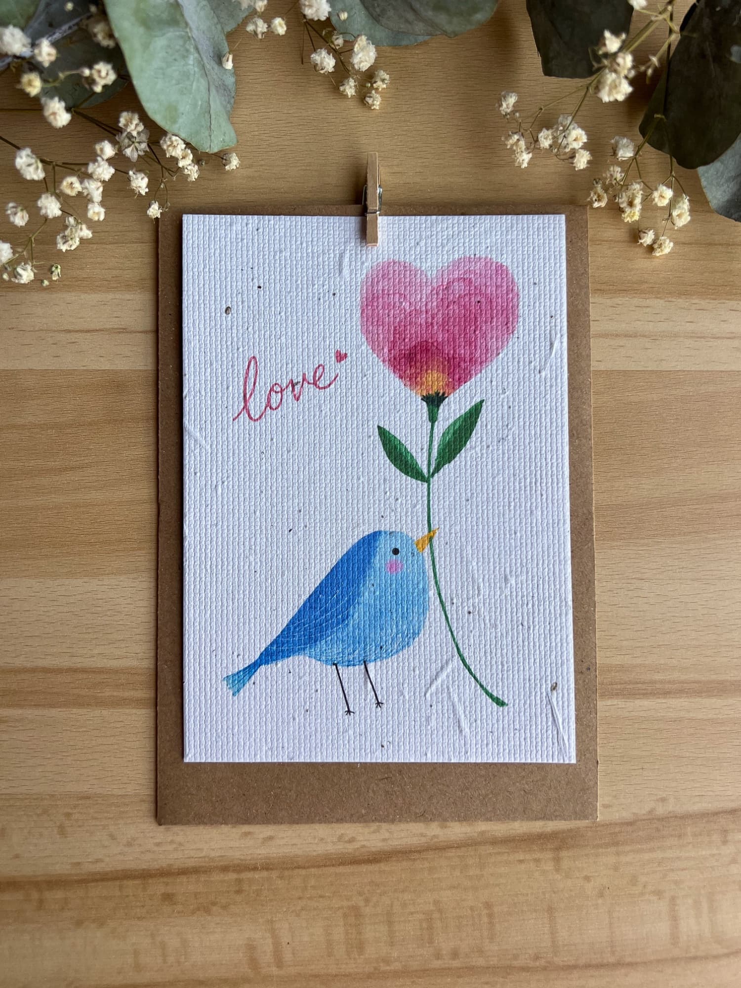 Картичка за любов „Love – цвете сърце“